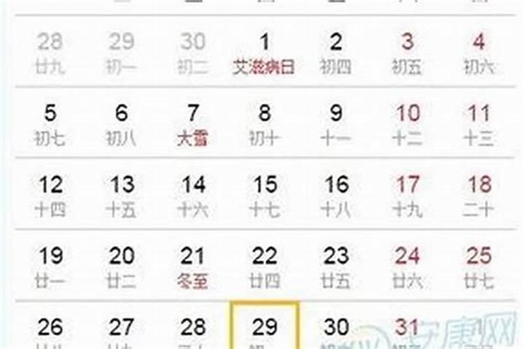 1月29日是腊月几日？
