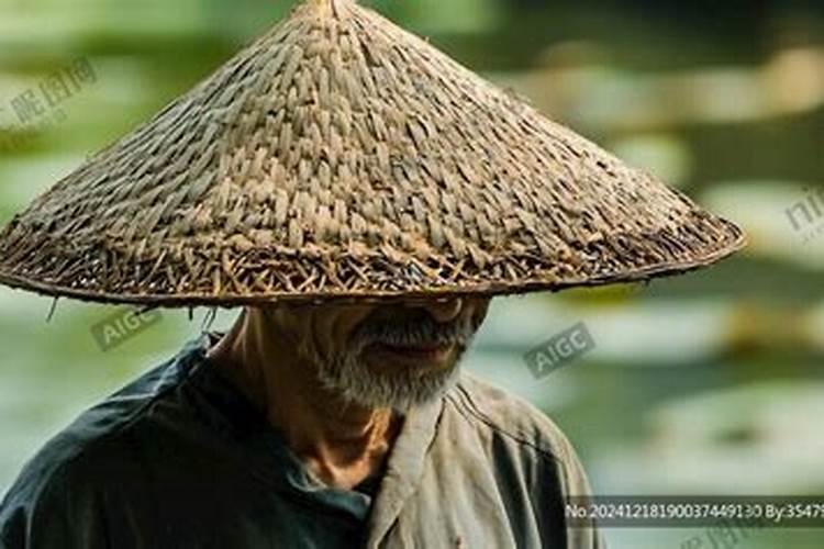 梦过世父亲戴大斗笠