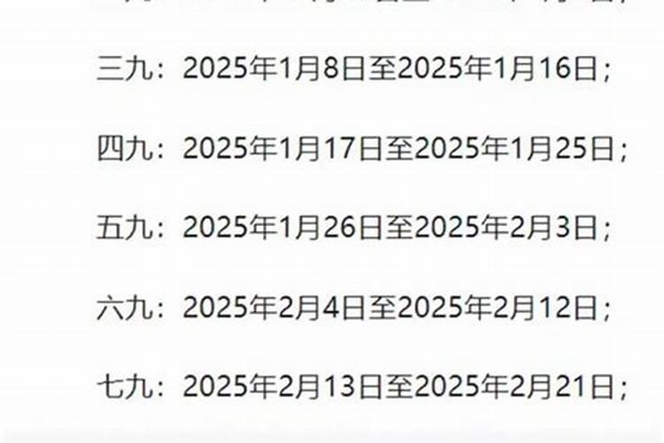 今年冬至哪一天数九？