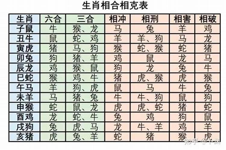 生肖配对表男女查询