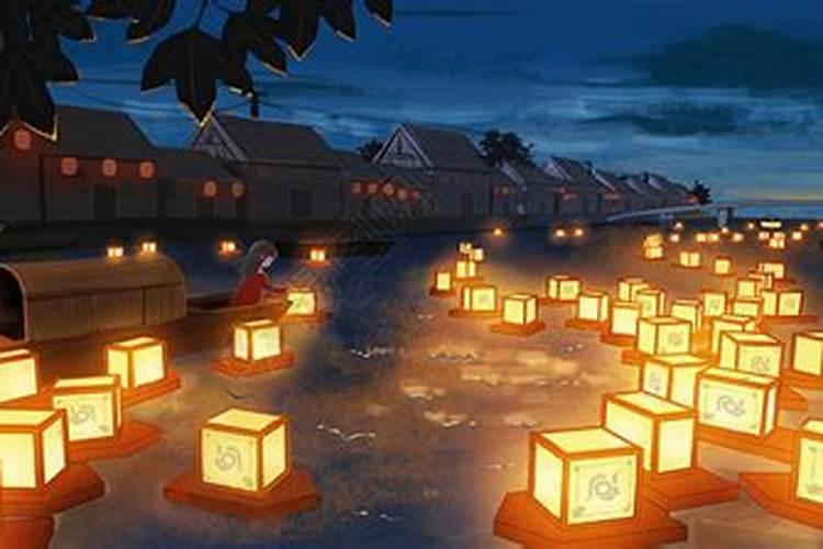 中元节祭祀河灯